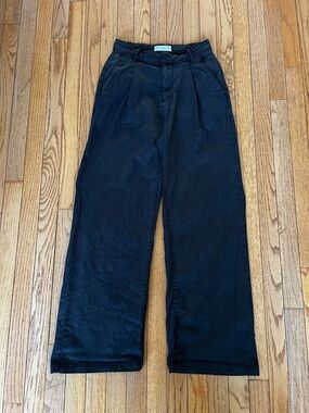 Mango MNG Dark Gray Wide-Leg Chino-Style Trousers with High Waist